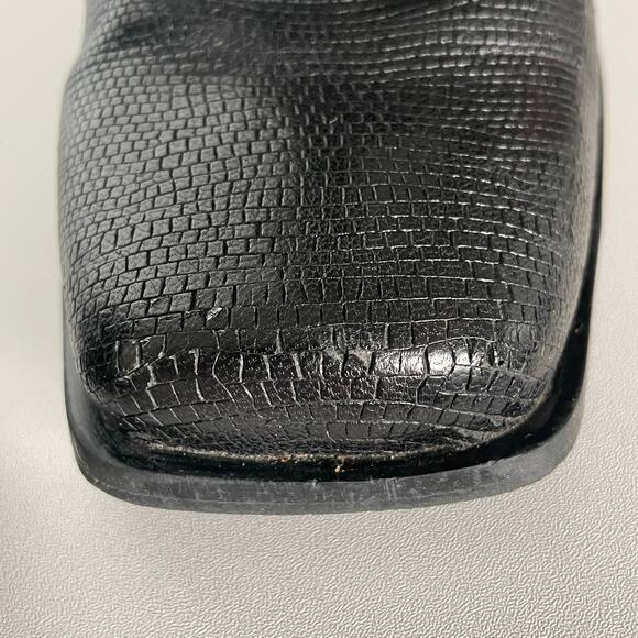 Seychelles Square Toe Leather Western Block Heel Zipper Black Bootie Size 8.5 - Picture 7 of 9